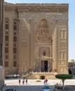 Facade of Islamic Mamluk era Mosque and Madrassa of Sultan Hassan, Old Cairo, Egypt