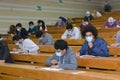 Cairo, Egypt, March 4, 2021, Inside look at exams in Egypt amid Covid-19 pandemic, Students take in-class exams