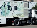 Cairo, Egypt, March 16 2023: The mobile unit for Egyptian women health with a mamogram device for early detection of breast cancer