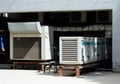 Cairo, Egypt, May 13 2023: External units of air conditioning system with the compressors, chillers, aeration and cooling system,