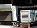 Cairo, Egypt, May 13 2023: External units of air conditioning system with the compressors, chillers, aeration and cooling system,