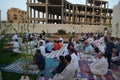 Muslims in Egypt perform Eid Al Fitr religious rituals in the open air space near the mosque after pandemic ban is ended