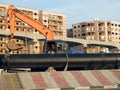 Cairo, Egypt, May 18 2023: preparations to place large water pipe parts in place, sanitation pipes, improvement of infrastructure