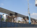 Cairo, Egypt, October 14 2022: Construction site of new Cairo monorail overhead transportation system that is still under