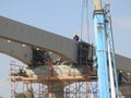 Cairo, Egypt, October 14 2022: Construction site of new Cairo monorail overhead transportation system that is still under