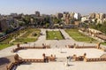 Misr al Gadida, Al Montaza, Beautiful city overview from Baron Empain palace roof with a lot of people and heavy car traffic duri