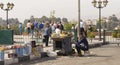 The seller of roasted corn. Cairo and its inhabitants. Street photography in Egypt