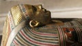 CAIRO, EGYPT- SEPTEMBER, 26, 2016: close shot of a gilded sarcophagus in cairo