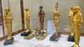 CAIRO, EGYPT- SEPTEMBER, 26, 2016: gold sandals and small statues from the tomb of tutankhamun in egypt