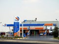 OLA Energy gas and oil station previously Oilibya gas station with a blue cloudy sky, a petrol gas station of OLA energy group