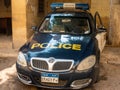 Cairo, Egypt - September 30, 2021: police car stands on the street of Cairo with an open door. Close-up Royalty Free Stock Photo