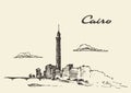 Cairo skyline Egypt illustration drawn sketch. Royalty Free Stock Photo