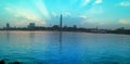 The Cairo Tower, the Nile River and the most beautiful view of the sunset with the water. Royalty Free Stock Photo