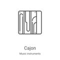 cajon icon vector from music instruments collection. Thin line cajon outline icon vector illustration. Linear symbol for use on