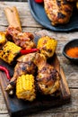 Cajun Chicken and Corn. Royalty Free Stock Photo