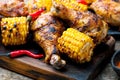 Cajun Chicken and Corn. Royalty Free Stock Photo