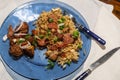 Cajun or Creole chicken and sausage jambalaya.