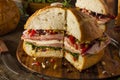 Cajun Muffaletta Sandwich with Meat and Cheese Royalty Free Stock Photo