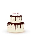 Big birthday cake with cherries Royalty Free Stock Photo