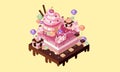 isometric candy land , cake Royalty Free Stock Photo