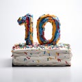 Transcendentalist-themed Cake With Number Ten And Confetti-like Dots Royalty Free Stock Photo