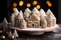 Cake adorned: gingerbread village and winter charm