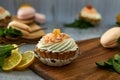 Cake basket with cream and lemon Royalty Free Stock Photo