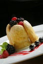 Cake with berries on a white plate