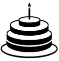 cake birthday dessert icon in solid style Royalty Free Stock Photo