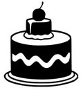 cake birthday dessert icon in solid style Royalty Free Stock Photo