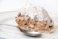 Cake with biscuits and chocolate on white plate Royalty Free Stock Photo