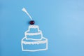 cake on blue background Royalty Free Stock Photo