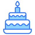 cake blue outline icon, Merry Christmas and Happy New Year icons for web and mobile design