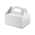 Cake Box. For Fast Food, Gift, etc. Carry Packaging. Vector Mockup. White Template of Cardboard package