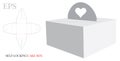Cake Box with Handle Heart Template, Vector with die cut / laser cut layers. Delivery Cake Box, Self lock Box Royalty Free Stock Photo