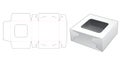 Cake box with top window die cut template Royalty Free Stock Photo