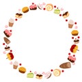 cake and bread circle border Royalty Free Stock Photo