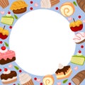 cake and bread circle frame boder Royalty Free Stock Photo