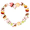 cake and bread love pattern border frame Royalty Free Stock Photo