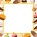 cake and bread frame square with square border Royalty Free Stock Photo