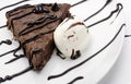 Cake brownie with ice cream Royalty Free Stock Photo