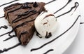 Cake brownie with ice cream