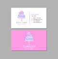 Cake Business Card Design in Pink and Purple