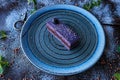 Chocolate cake in powdered sugar