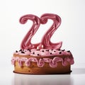 Pink Cake With Number Twenty-two: Monochromatic Imagery And Realistic Use Of Light And Color