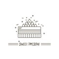 Cake with candle vector icon line . Sweet dessert illustration. Happy birthday wedding party celebration food Royalty Free Stock Photo