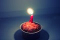 Cake and candle vitage colorized photo, instagram-like filter