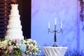 Cake and Candle in the Wedding Royalty Free Stock Photo