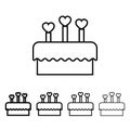 cake with candles in the form of hearts icon in different thickness style. One of Valentine collection icon can be used for UI, UX Royalty Free Stock Photo