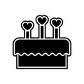 cake with candles in the form of hearts icon. Element of Valentine for mobile concept and web apps icon. Glyph, flat icon for Royalty Free Stock Photo